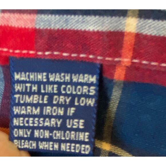Thornton Bay Button Down Shirt Men XL Red Navy Plaid Americana Barn Long Sleeve - Picture 8 of 8